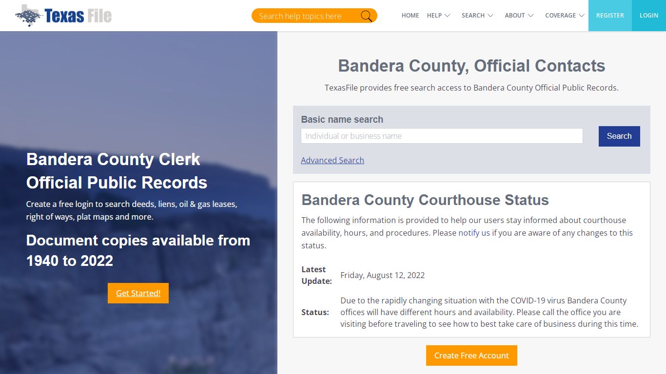 Bandera County Clerk Official Public Records | TexasFile
