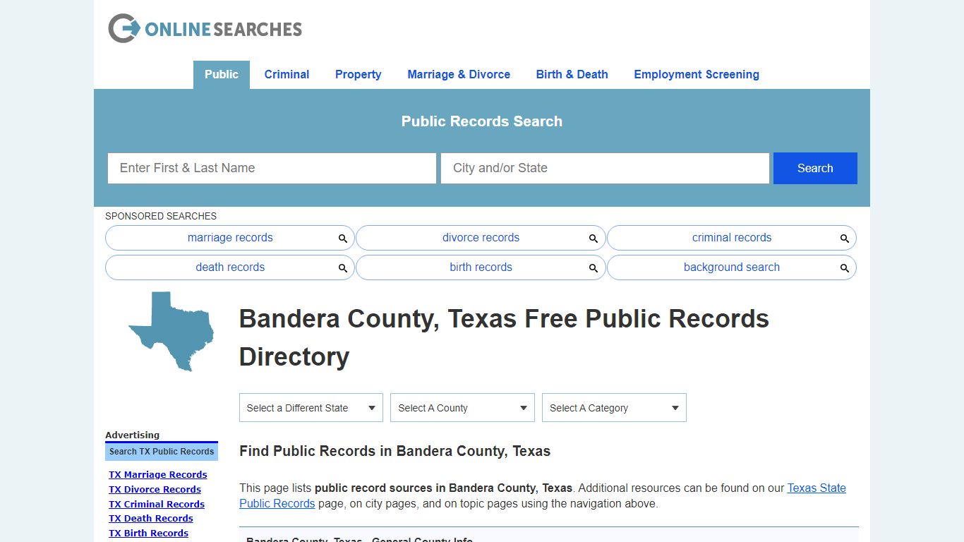 Bandera County, Texas Public Records Directory